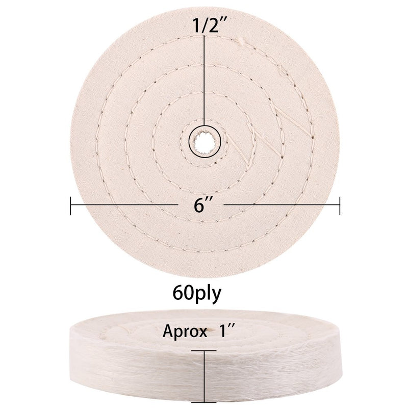[Australia - AusPower] - 6 inch Buffing Polishing wheel 1/2 Inch Arbor Hole for Bench Grinder Buffer Tool Coarse Medium Soft 3pcs 