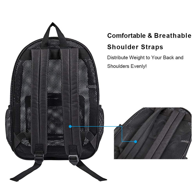 [Australia - AusPower] - Heavy Duty Mesh Backpack, See Through College Student Backpack with Padded Shoulder Straps for Commuting, Swimming, Travel, Beach, Outdoor Sports 
