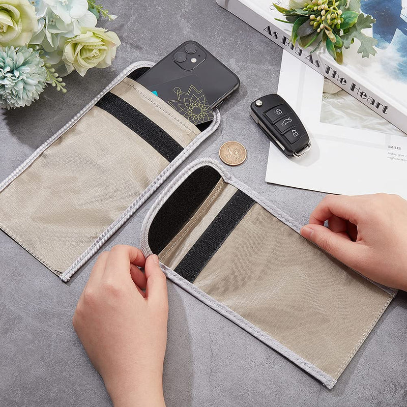 [Australia - AusPower] - OLYCRAFT 2pcs Anti Radiation Cell Phone Sleeve Security Pouch Faraday Bag 5G GPS EMF RFID Signal Blocking Bag Shielding Pouch for Phone Electronic Devices Wallet Privacy Protection Silver 4.4x7.3 Inch 