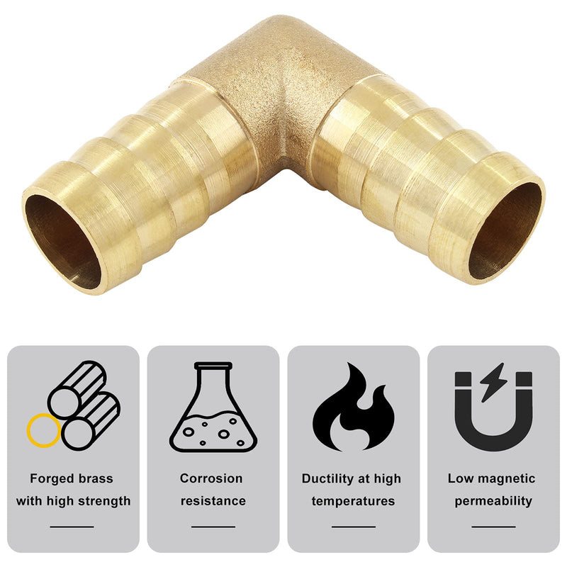 [Australia - AusPower] - Zorfeter 2 Pack Brass Hose Barb Fitting 5/8" 16mm Hose ID/Hose Barb 90 Degree L Right Angle Elbow Barbed Brass Fitting 5/8 inch to 5/8 inch 