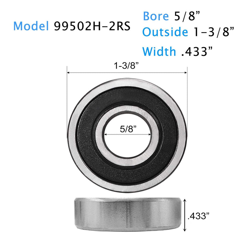 [Australia - AusPower] - Donepart Bearings 5/8" IDx 1-3/8" ODx .433" Thick 99502H-2RS Double Rubber Sealed Bearings for Go Kart, Mini Bikes, Lawn Mower, Wheels (4 Pack) 