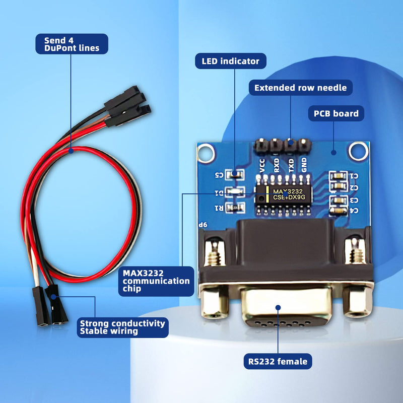 [Australia - AusPower] - Grades Like DVDDaFuRui RS232 to TTL Converter Module，5PCS MAX3232 3.3V to 5V RS2323 COM Serial Prot Board to TTL Connector for Arduino Microcontrollers 