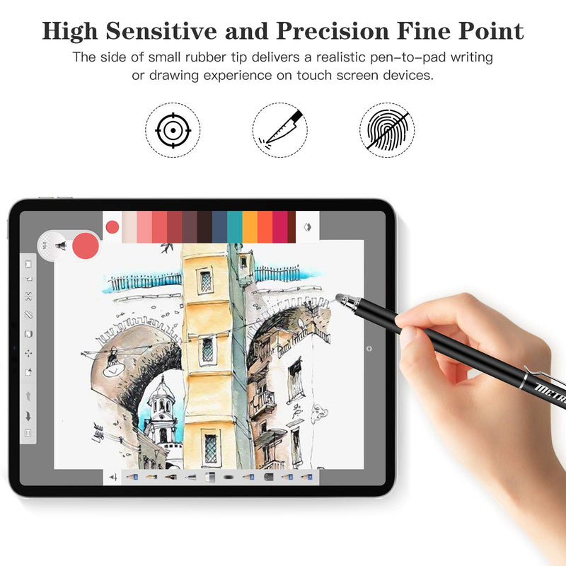 [Australia - AusPower] - METRO Universal Stylus Pens for Touch Screens - High Sensitivity Capacitive Stylus Fiber Tips 2 in 1 Touch Screen Pen with 8 Extra Replaceable Tips for iPad iPhone and All Other Tablets & Cell Phones 