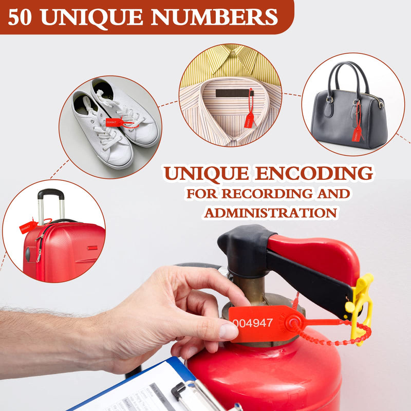 [Australia - AusPower] - 101 Pieces Monthly Fire Extinguisher Inspection Tags Eye Wash AED 4 Years Maintenance Tags and Plastic Tamper Seals Numbered Security Tags with Handheld Hole Puncher (Red, Yellow,Fire Extinguisher) Red, Yellow 