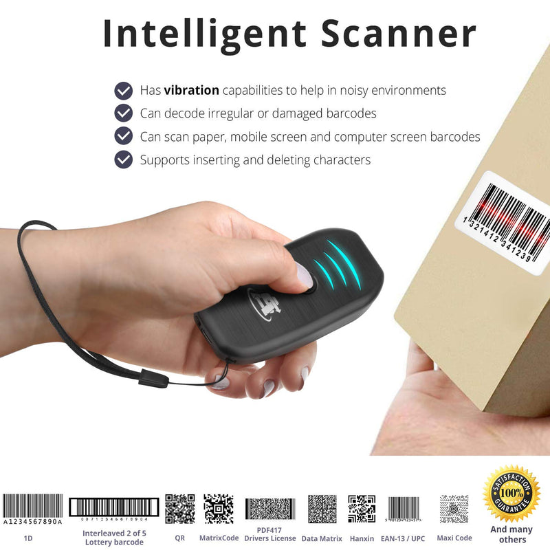 [Australia - AusPower] - ScanAvenger Portable Mini-Wireless Bluetooth Barcode Scanner: 3-in-1 Hand Scanners - Cordless, Rechargeable 1D & 2D Scan Gun for Inventory Management - Wireless, Handheld, USB Bar Code/QR Code Reader 