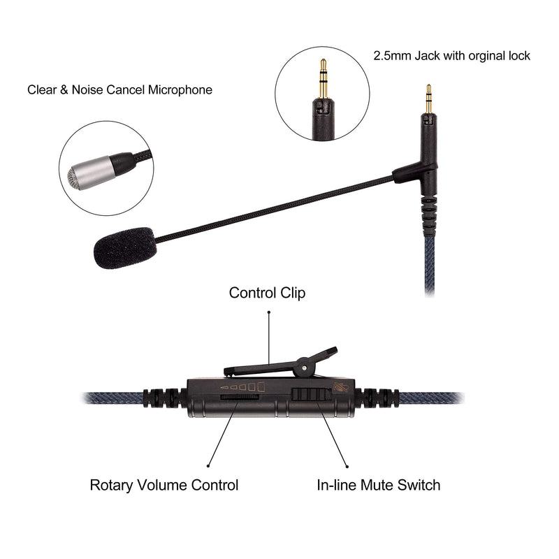 [Australia - AusPower] - Cable Boom Microphone - Volume Control for Playstation PS4 or Xbox One Controller, PC - Boompro Gaming Mic Compatible with Audio Technica ATH-M50x, ATH-M40x, ATH-M70x Headphones(150CM) For-ATH-M40/50/70X 