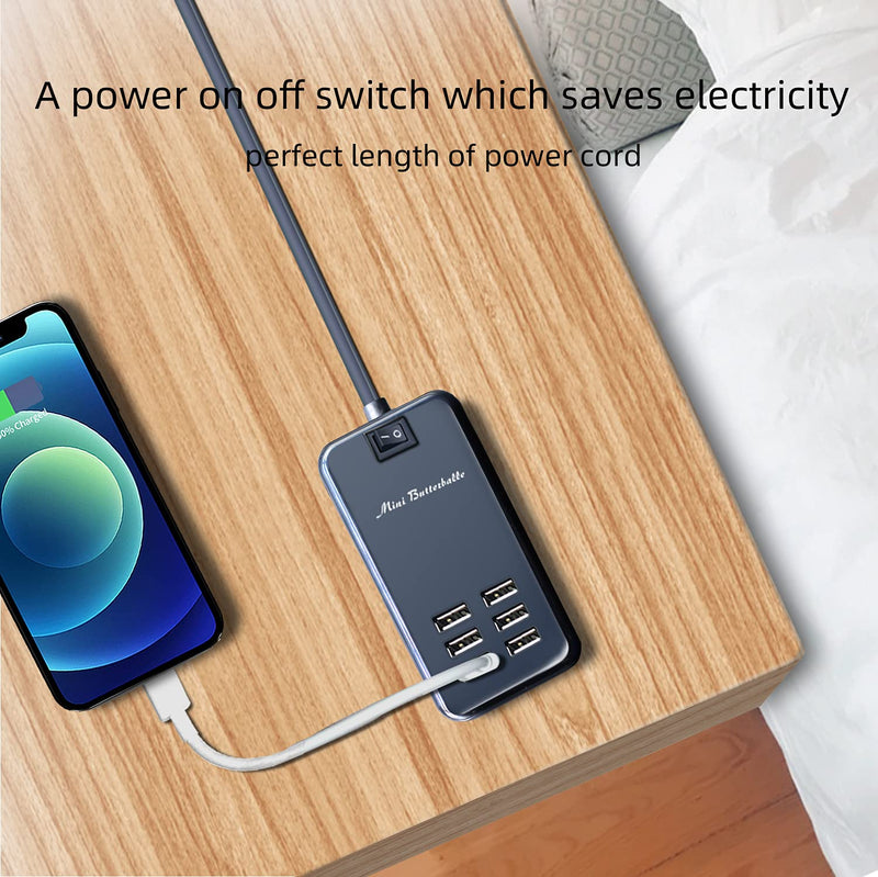 [Australia - AusPower] - USB Charger Station, 6 Port Desktop Charging Station for Multiple Devices, Wall Power Strip with Switch 