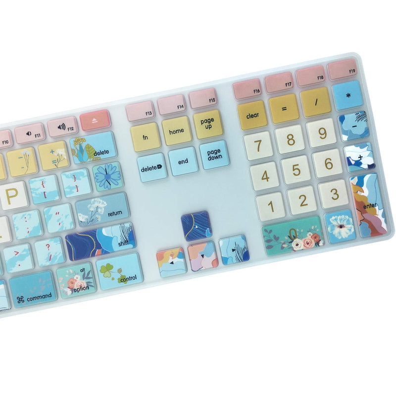[Australia - AusPower] - Silicone Keyboard Cover Skin for Apple iMac Keyboard with Numeric Keypad Wired USB MB110LL/B(Model: A1243), Cute Print, US Layout, Litter Flowers for Apple wired keyboard(Model: A1243) 