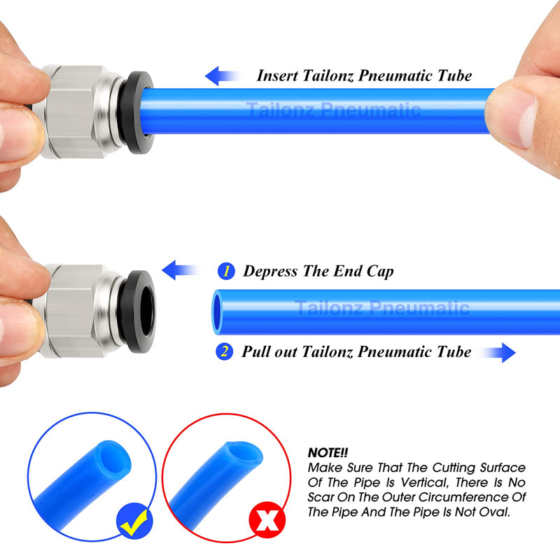 [Australia - AusPower] - TAILONZ PNEUMATIC Straight 8mm Tube OD x 1/4 Inch G Thread Push to Connect Fitting with Sealing Ring PCG8-02 (Pack of 10) 8mm OD x 1/4 BSP 
