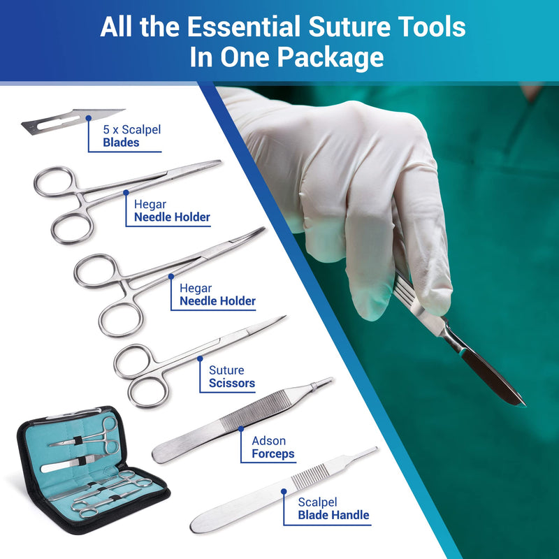 [Australia - AusPower] - Alcedo Suture Practice Kit for Medical Students, Complete Kit (32 Pieces) Include Extra Large Suturing Pad with Pre-Cut Wounds, Tools Kit, and Suture Threads , Demonstration and Education Use Only Extra Large Pad 