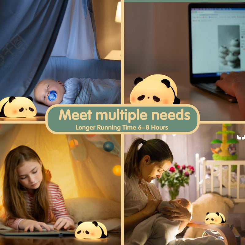 [Australia - AusPower] - VTIGER Panda Night Light for Kids, Rechargeable LED Touch Cute Lamp, Food Grade Silicone, 3 Modes Squishy Panda Night Lamp, Cute Night Light for Nursery Baby Room, Nice Gifts for Kids Girls Boys 