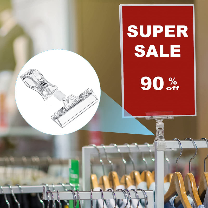 [Australia - AusPower] - 20 Pieces Plastic Merchandise Sign Holder Clips Rotatable Clear Vendor Display Holder Stand Retail Price Card Sale Signs Display Rack, Shelf Tags for Wire Shelving, Shops, Clothing Stores Supplies 