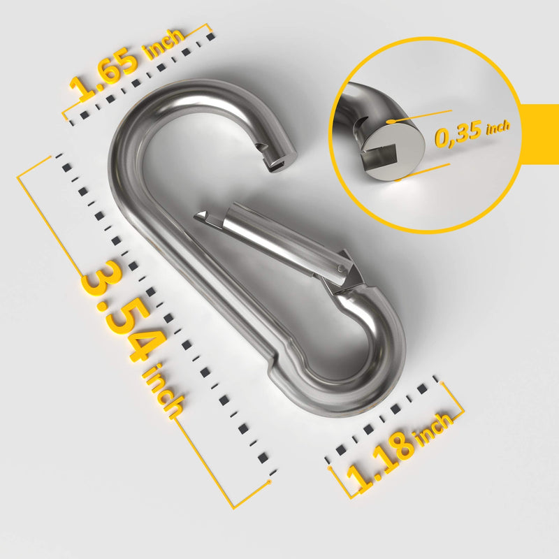 [Australia - AusPower] - dimok Heavy Duty Carabiner Clips Stainless Galvanized Carbon Steel Spring Snap Hook Set for Camping Swing Boating Hammock Hiking 3 1/2 Inch 