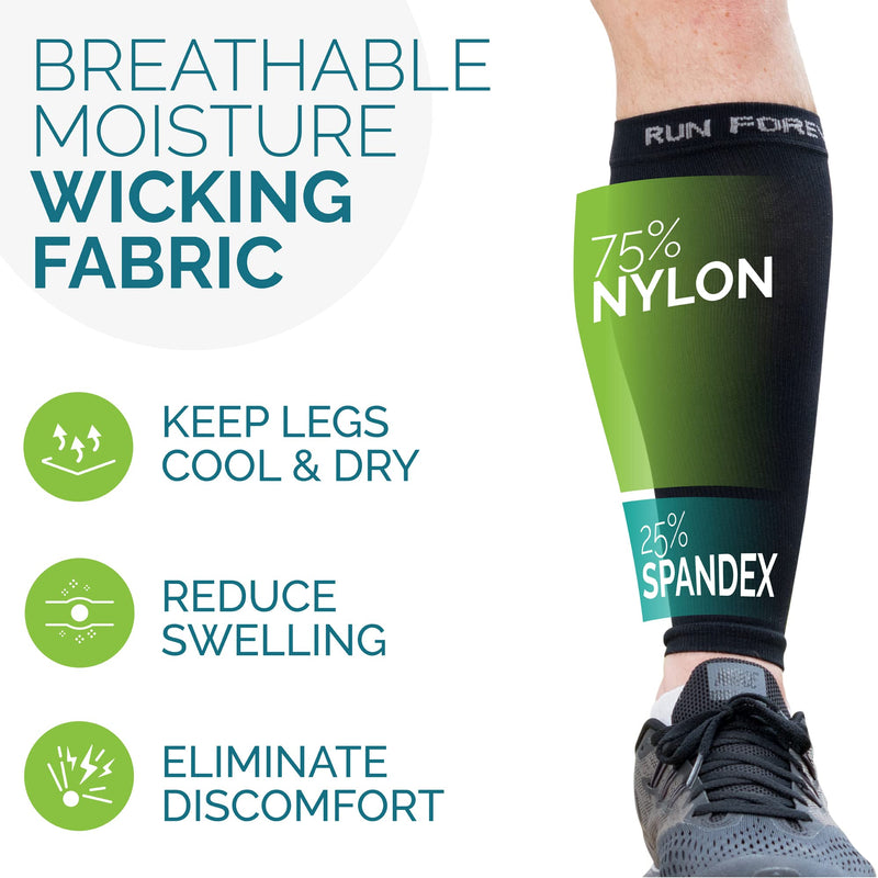 [Australia - AusPower] - Calf Compression Sleeves For Men & Women - Leg Compression Sleeve - Footless Compression Socks for Shin Splint &Varicose Vein Black Large 