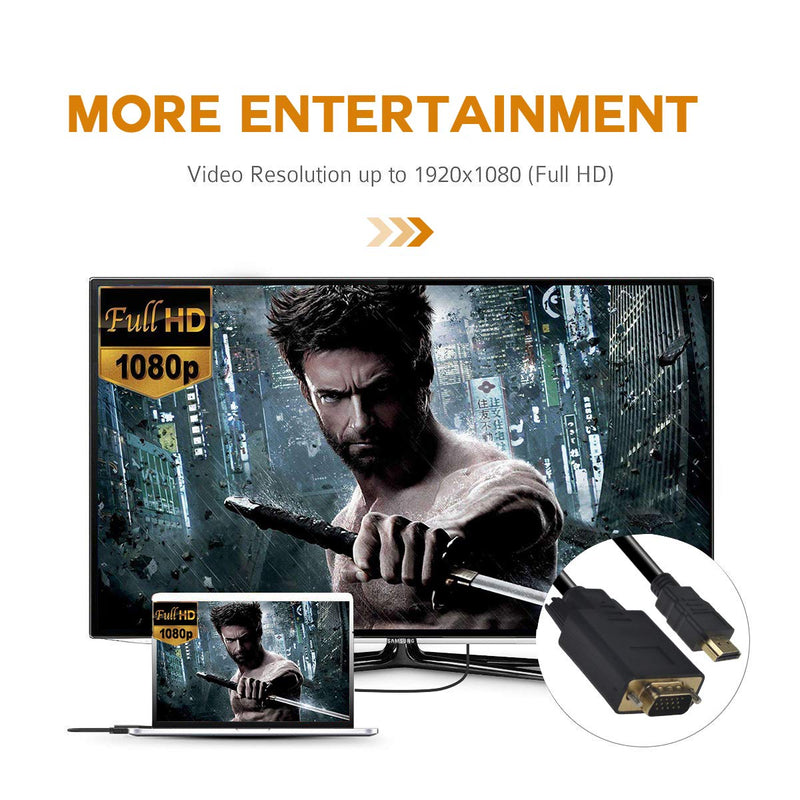 [Australia - AusPower] - PeoTRIOL HDMI to VGA Cable, 1080P HDMI Male to VGA Male M/M Video Converter Cord VGA Adapter Compatible w/ HDMI Desktop, Laptop, DVD to 15 Pin D-SUB VGA HDTV Monitor Projector - 6Feet 6 Feet 