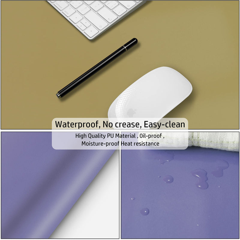 [Australia - AusPower] - Aothia Desk Pad, Multifunctional Dual-Sided Office Desk Mat, Smooth Surface Soft Mouse Pad, Easy Clean Waterproof Pu Leather Desk Cover, Desk Writing Mat for Office/Home (23.6" x 13.7",Khaki+Violet) 23.6" x 13.7" Khaki+light Violet 