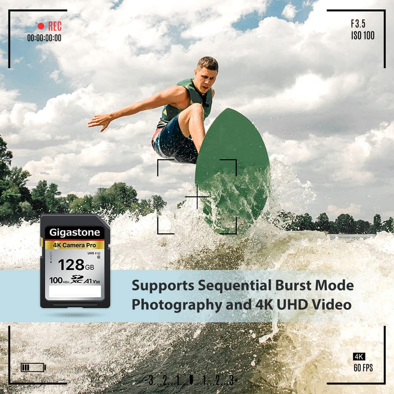[Australia - AusPower] - Gigastone 128GB SD Card V30 SDXC Memory Card High Speed 4K Ultra HD UHD Video Compatible with Canon Nikon Sony Pentax Kodak Olympus Panasonic Digital Camera, with 1 Mini case SD 128GB V30 1PK 