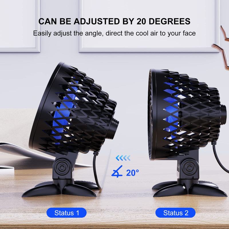 [Australia - AusPower] - USB Desk Fan, VEMONT Powerful Mini USB Fan, Stepless Speed USB Fan, Portable Table Cooling Fan Silent Personal USB Fan with USB-Powered for Home, Outdoor Travel, Office -Black Black 