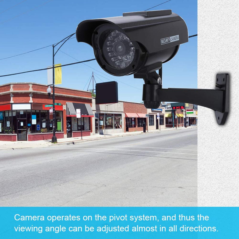 [Australia - AusPower] - Solar Powered Dummy Security Camera, Simulated Surveillance Security CCTV Bullet Camera with Flashing LED Light [Black] 