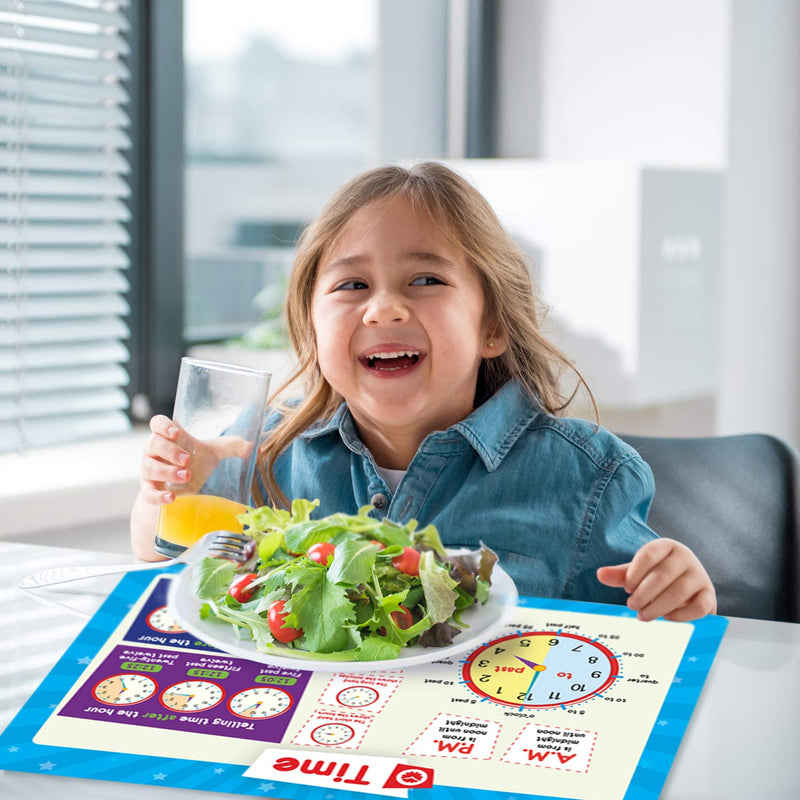 [Australia - AusPower] - Simply Magic 5 Placemats for Kids - Kids Placemats Non Slip, Washable Reusable Toddler Placemats, Educational Placemats: Money, Numbers, Weather and Seasons, Calendar, Time, Plastic Placemats for Kids 