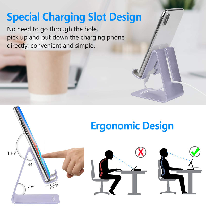 [Australia - AusPower] - Urmust Cell Phone Stand Desk Phone Holder Dock Cradle Stand for iPhone 13 12 11 Pro Max X Xr 8 Plus 7 6 ,Switch,iPad,Tablet(4-10in) [2021 Updated Version] Light Purple D-Purple 