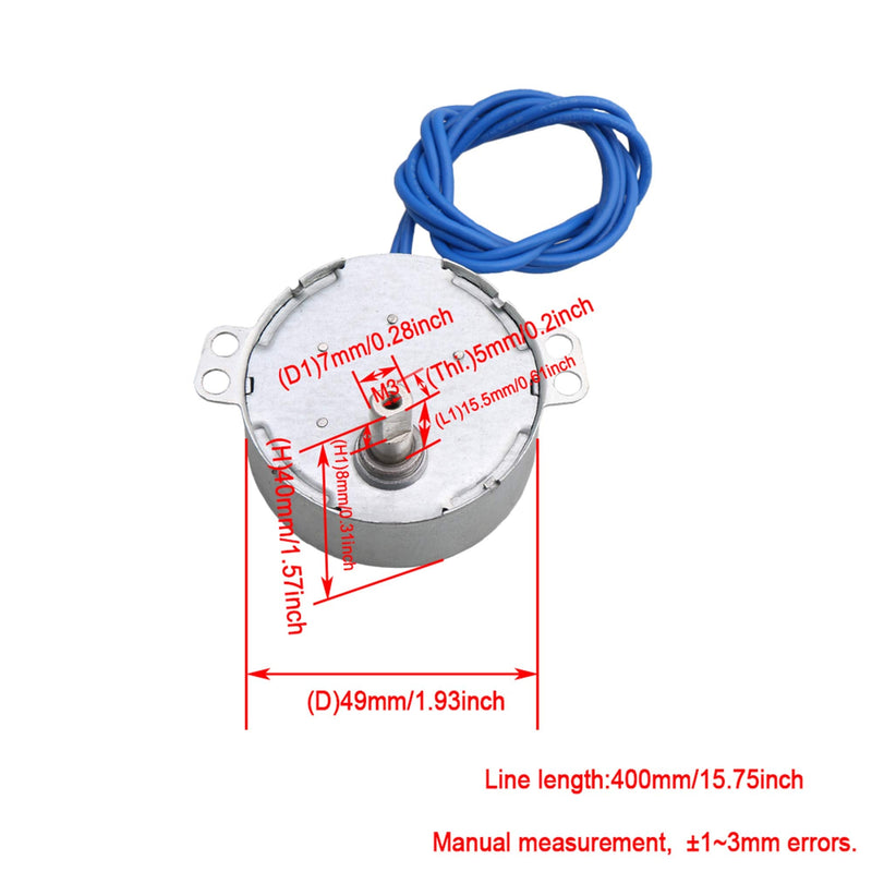 [Australia - AusPower] - Homeswitch Metal TYC-50 Double Flat Shaft CW/CCW Undirectional Speed Reduction Synchronous Motor AC110V 4-5RMP Silver 