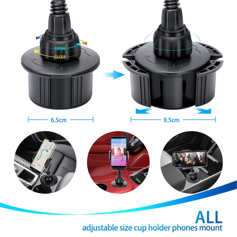 [Australia - AusPower] - Car Cup Holder Phone Mount, Universal Adjustable Automobile Cradles Cell Phone Cup Holder Car Phone Mount for iPhone 13 MAX 12 PRO 11/Xs/XR/8 Samsung Galaxy S20+ S10/S9 Note,GPS and All Smartphones SHORT-Black 