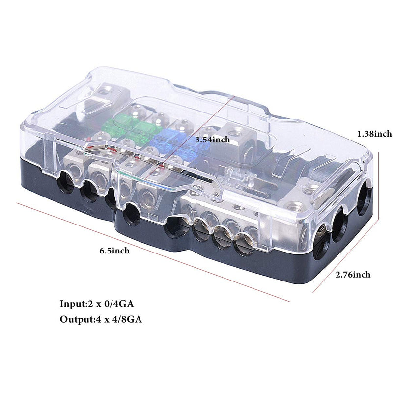 [Australia - AusPower] - TIYANG Camper Car Audio Distribution Fuse Block with Ground Mini ANL Fuse Box Distribution Block 0/4ga 4 Way Fuses Holder 30A 60A 80Amp Red LED Indicator 