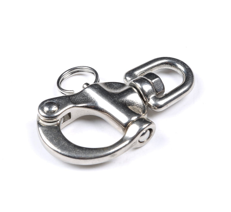 [Australia - AusPower] - Mxeol Swivel Eye Snap Shackle Quick Release Bail Rigging Sailing Boat Marine Stainless Steel Clip Pair 2-3/4", Silver 