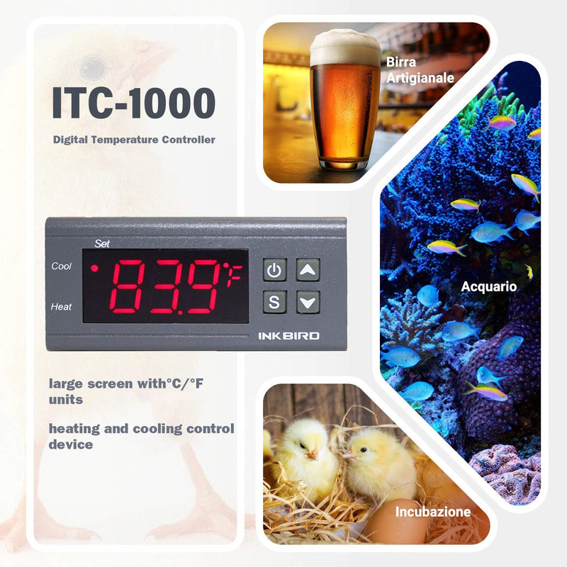 [Australia - AusPower] - Inkbird ITC-1000F 2 Stage Temperature Controller Cooling and Heating Modes Celsius and Fahrenheit 
