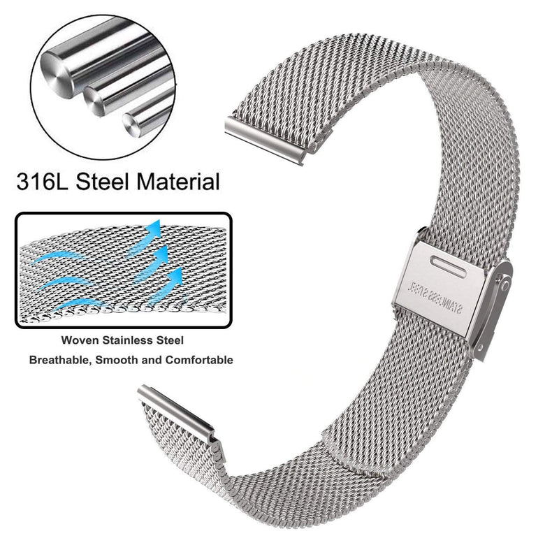 [Australia - AusPower] - 19mm ID205L Veryfitpro Smart Watch Bands, ViCRiOR Quick Release Mesh Woven Stainless Steel Replacement Bracelet Bands Strap Wrist Band for ID205L , ID205G ID205 ID205U ID205S, Silver 