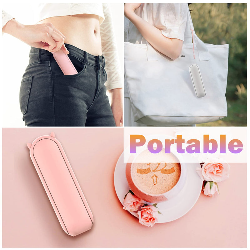 [Australia - AusPower] - Portable Handheld Mini Fan, Small Personal USB Rechargeable Fan Battery Operated 24 Hours Working Time, Creative Cute Folding Pocket Fans with Power Bank Function for Summer Outdoor Travel (Pink) 