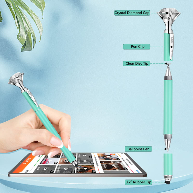 [Australia - AusPower] - Honiha Stylus Pen, Big Diamond Multi-Tips Stylus Pens for Touch Screens Capacitive Stylus Universal Stylist Pen for for iPad iPhone and All Other Tablets & Cell Phones-Green 