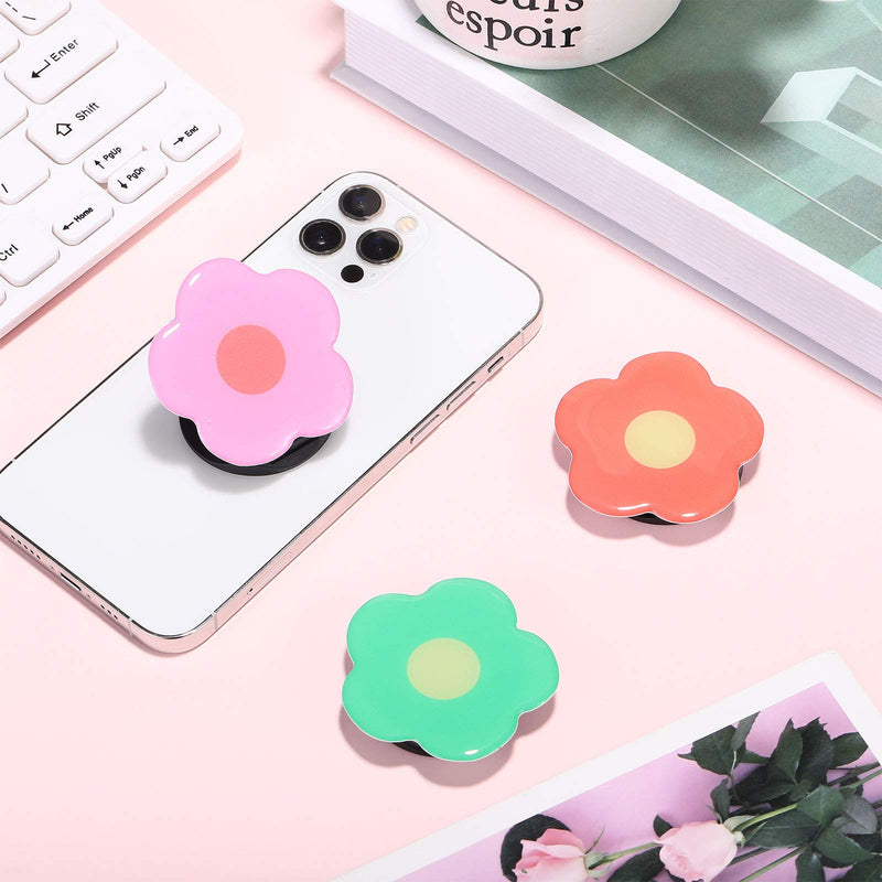 [Australia - AusPower] - 3 Pieces Phone Grip Holder Flower Collapsible Phone Holder Self-Adhesive Sublimation Phone Holders for Smartphone and Tablets 