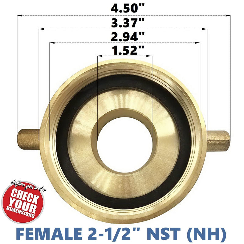 [Australia - AusPower] - Happy Tree 2-1/2" NST (NH) Female x 1-1/2" NST (NH) Male Brass Fire Hydrant Adapter with Pin Lug Brass Fire Equipment 
