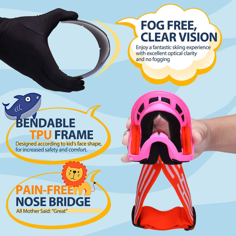 [Australia - AusPower] - LOEO Kids Ski Goggle, Snow Ski Goggles for Kids Youth Teens Boys and Girls from 5-14 01.black With Red Silver Lens 