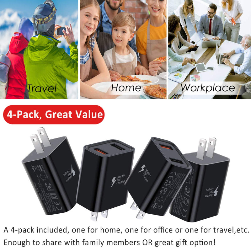 [Australia - AusPower] - Fast Charge 3.0 USB Charger, Pofesun 4Pack 30W QC USB Wall Charger 3.0 Adapter Adaptive Fast Charging Block Compatible Samsung Galaxy S10 S9 S8 Plus S7 S6 Note 8 9 10,iPhone,Wireless Charger-Black Black,Black,Black,Black 