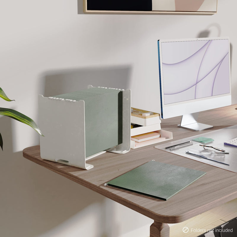 [Australia - AusPower] - ALBEN Hanging File Desktop Organizer - Minimalistic Desktop File Hanging Holder for Letter-Sized Folder Access and Storage - Perfect for Home & Office - Portable and Easy to Assemble - White 
