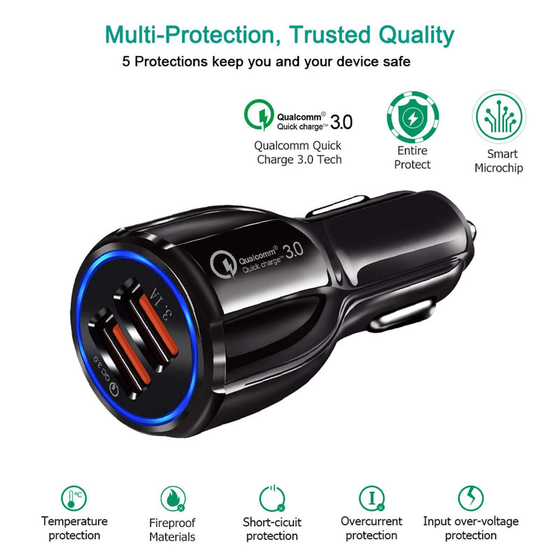 [Australia - AusPower] - Kisluck USB Car Charger, [Dual QC3.0 Port] 30W/6A Mini Car Charger Adapter,USB Charger Quick Charge Compatible for iPhone12/12Pro/Max/iPhone11/Pro/Max/XR/XS/8P,Galaxy,MacBook and More 