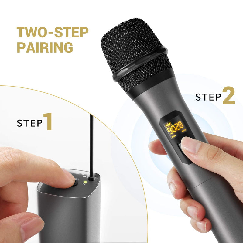 [Australia - AusPower] - Wireless Microphone, TONOR UHF Metal Cordless Handheld Mic System with Rechargeable Receiver, for Karaoke, Singing, Party, Wedding, DJ, Speech, 200ft ( TW-620) 