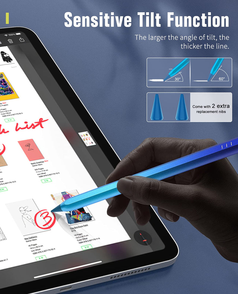 [Australia - AusPower] - TiMOVO Stylus Pen for Apple iPad Palm Rejection Active Digital Tilt Magnetic Stylus Pencil for iPad 9/8/7/6th Generation,iPad Pro 12.9/11,iPad Air 5/4/3,Mini 6/5,Gradient Blue Gradient Blue 