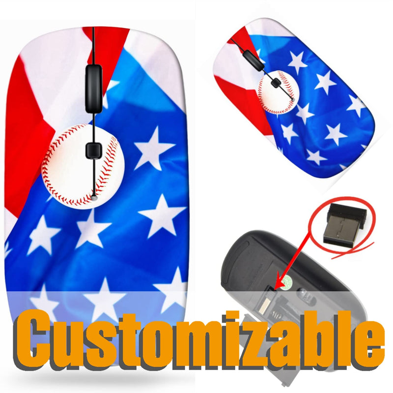 [Australia - AusPower] - Maizi Wireless Mouse for Laptop Computer PC MacBook Chromebook, Wireless Mouses Image ID: 10046308 American Flag and Baseball Ball Portable 2.4G with USB Receiver Made in USA BYADAUa0PA_AMERICAN FLAG AND BA_042 