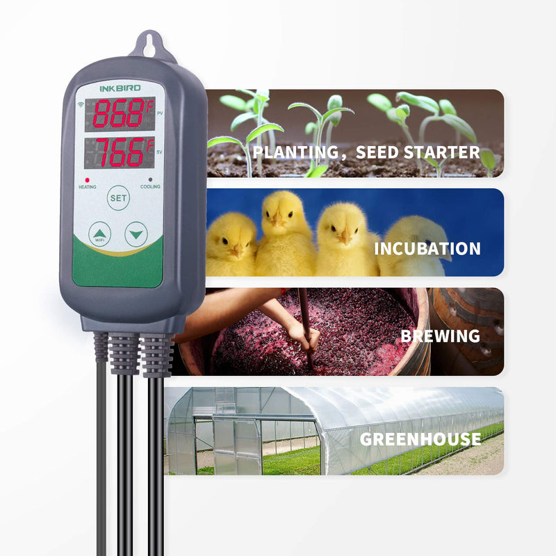 [Australia - AusPower] - Inkbird WiFi ITC-308 Digital Temperature Controller Thermostat Remote Monitoring Controlling Home Brewing Fermentation Breeding Incubation Greenhouse 