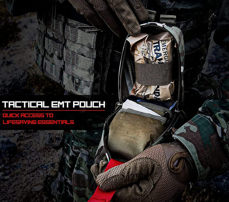 [Australia - AusPower] - Molle Medical Pouch, Tourniquet Holder Tactical First Aid Pouch, Small Trauma Kit, IFAK Pouch, Emergency EMT Med Kit for Camping and Hiking Black 