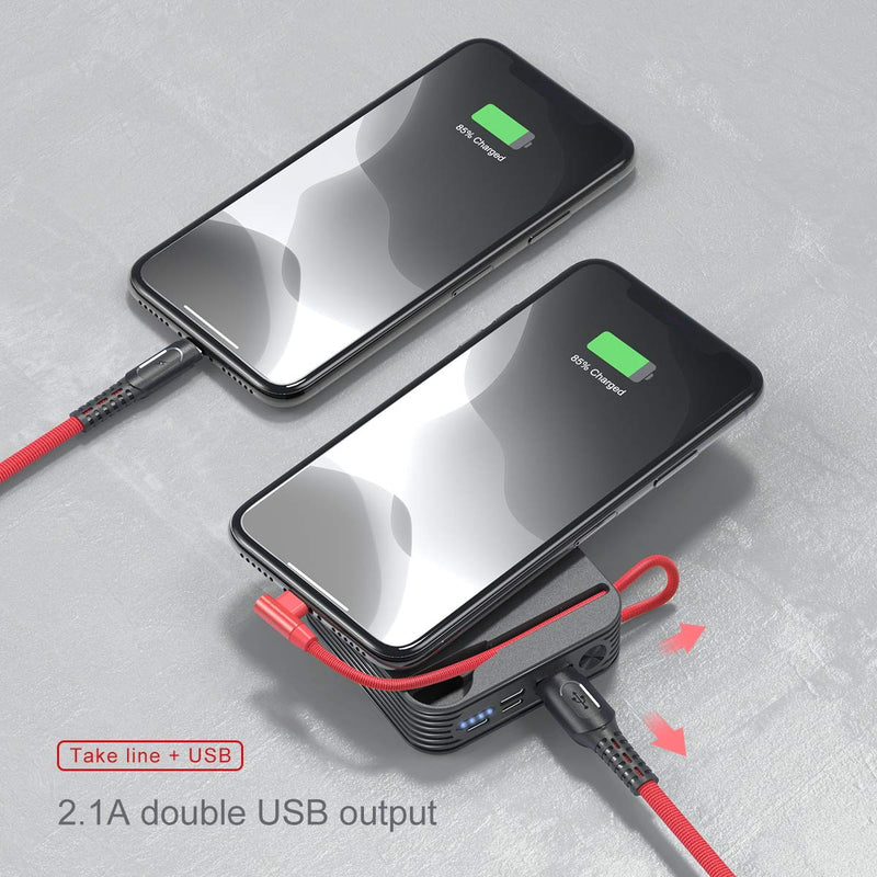 [Australia - AusPower] - KONFULON Portable Charger 10000mAh Power Bank, iPhone Charger,Ultra Compact Backup Battery with Built in Cable Compatible with iPhone 11/XS/XR/X/8/8P/7/6/6S black 
