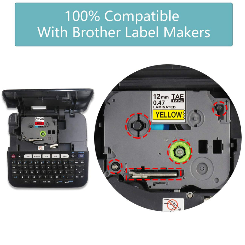 [Australia - AusPower] - 6 Pack Compatible with Brother Label Maker Tape,TZe131 TZe231 Tz Tape 12mm 0.47 Laminated P Touch Label Tape(TZe131-731)for Brother Ptouch PT-D200 PT-D210 PT-D400 Label Maker Machine,26.2feet 6 
