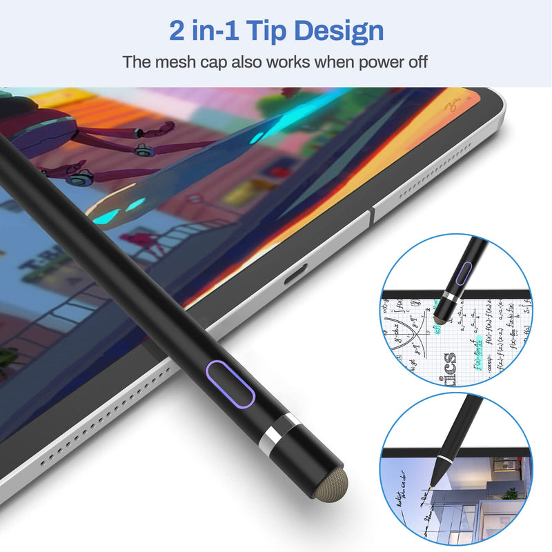 [Australia - AusPower] - Stylus Pen for iPad, Styluses for iPad 9/8/7/6/5/4/3/2 Gen Air 5/4/3/2 Mini 6/5/4 Pro 12.9/11/10.5/9.7 Inch Alternative Apple Pencil 2nd 1st Generation Pure Black 