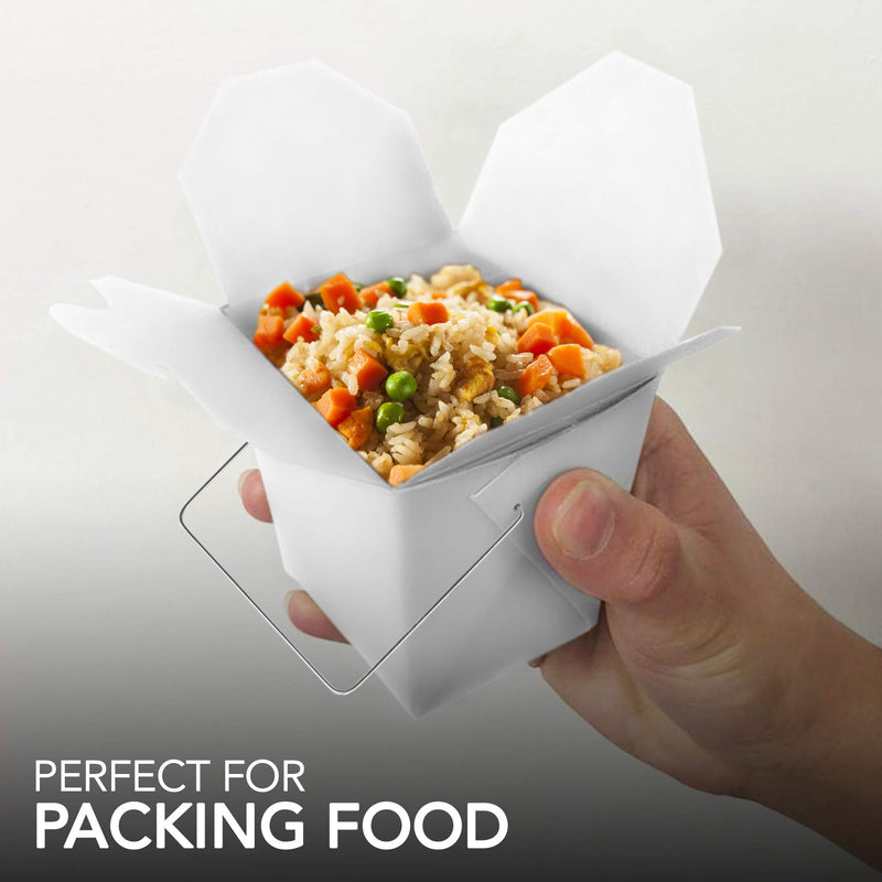 [Australia - AusPower] - Takeout Food Containers with Handle 8 Oz White Microwaveable Mini Chinese Take Out Box (50 Pack) Leak and Grease Resistant Stackable To Go Boxes - Recyclable Food Containers - Party Favor Boxes 