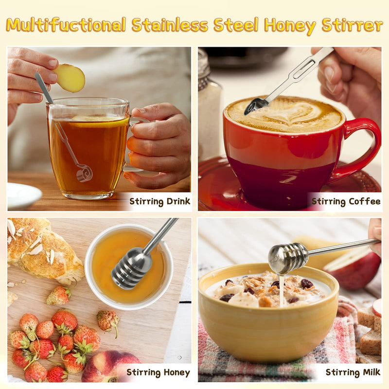 [Australia - AusPower] - HANSGO Honey and Syrup Dippers, 2PCS 6.3 Inches 304 Stainless Steel Honeycomb Stick and Curved Honey Dippeers Sticks for Honey Jar Dispense Drizzle Honey, Wedding Party Favors 
