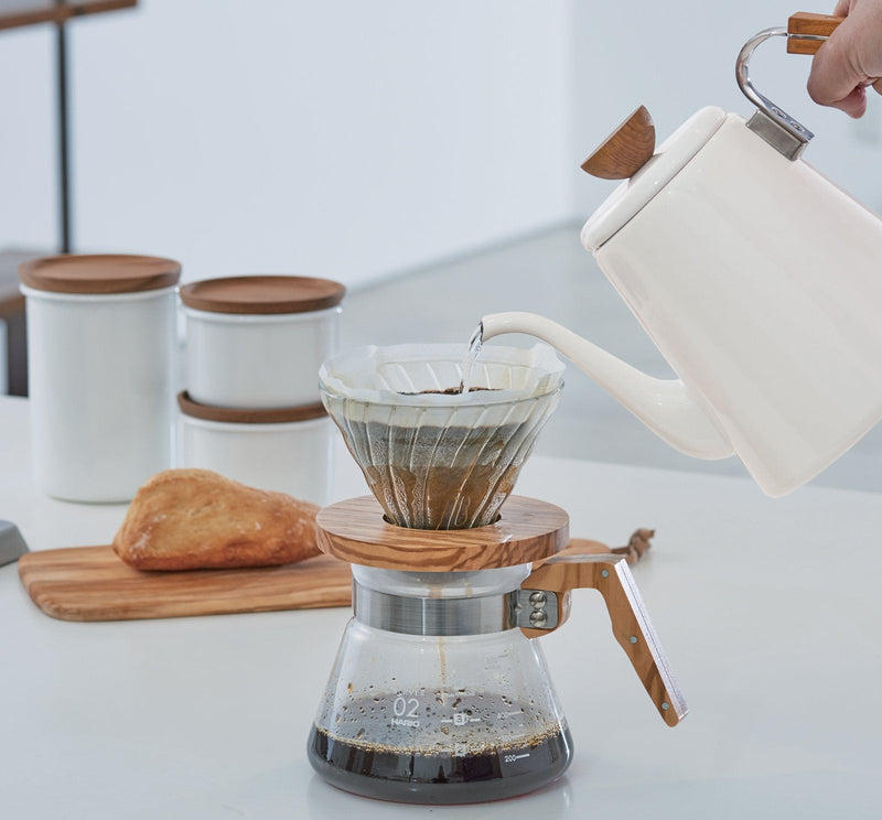 [Australia - AusPower] - Hario Glass Coffee Server, 600ml, Olive Wood 600 ml 